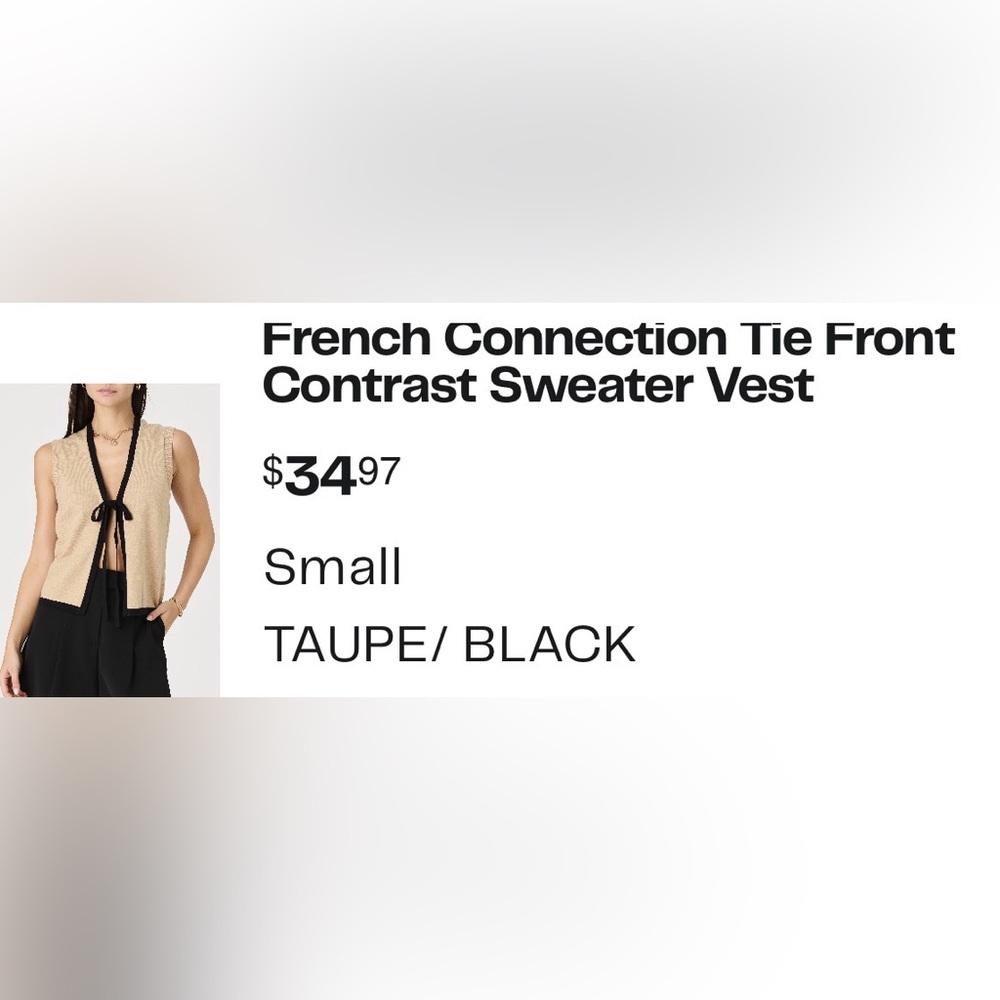 French Connection Taupe and Black Contrast Sweater